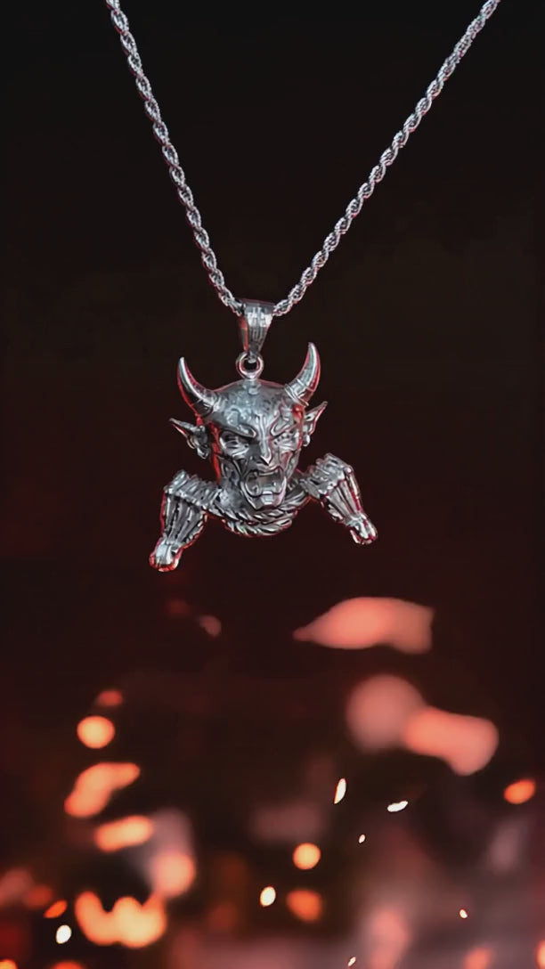 Hellfire Demon Pendant Silver Finish